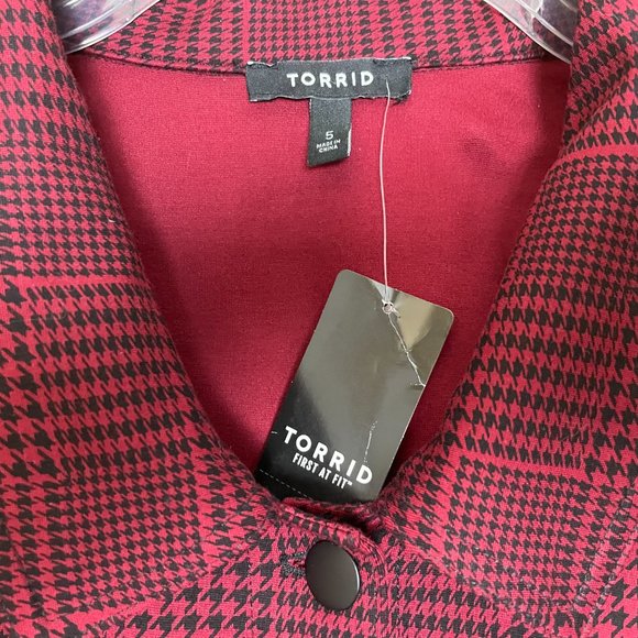 Torrid Plaid Stretch Ponte Knit Trucker Jacket Size 5X NWT - Picture 2 of 8